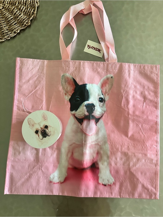 Sand + Fog Other - NWT Pink Reusable Tote Bag with Cute French Bulldog Print and Sand + Fog Candle